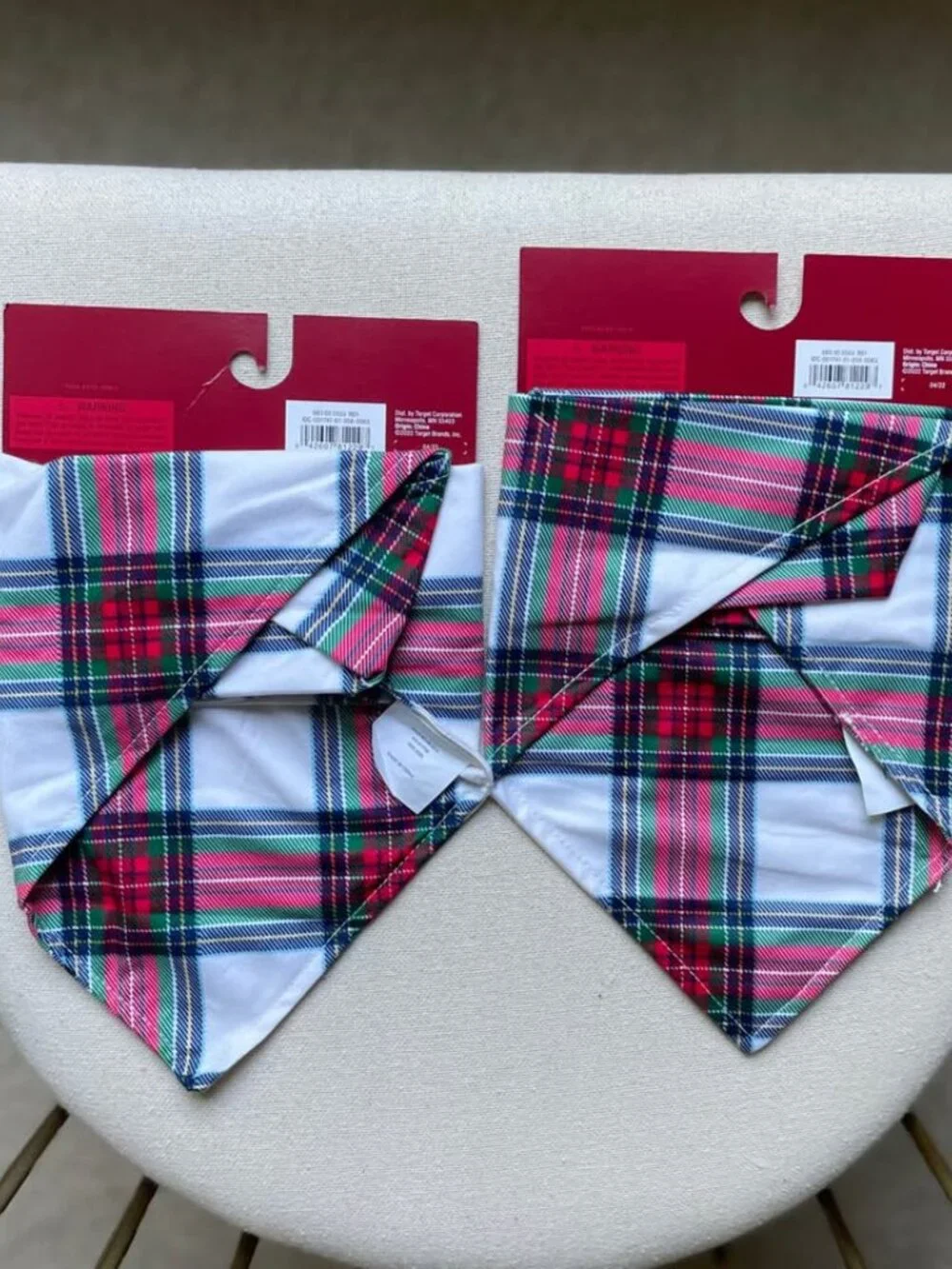 NWT Holiday Family Sleep Separates Dog Bandana - Wondershop™ Cream Tartan Plaid